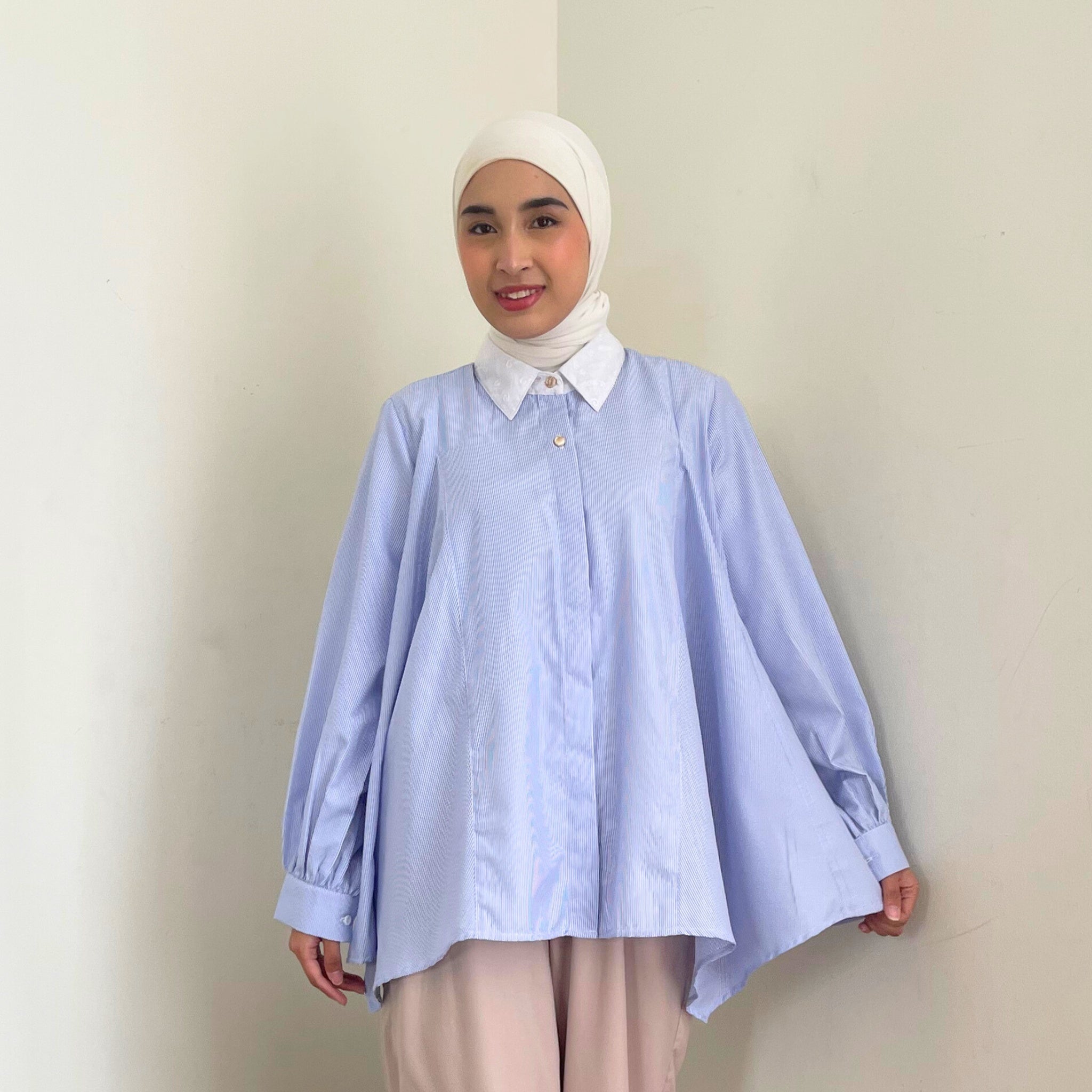 Image of Eclemix Top Yoon | Atasan Wanita Kemeja Blouse Motif Stripe